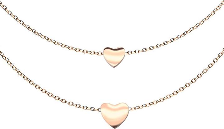 Star Piercing Kette rosegold Anhänger zwei Herzen (Chirurgenstahl 316L, ohne Messing)