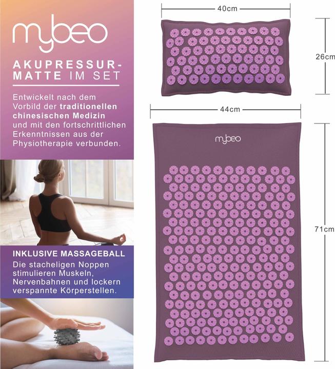 Actual product image Mybeo Acupressure mat with natural fibres, acupressure set 71 x 44cm, fascia set, cushion, mat & massage