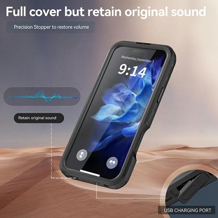 Produktbild Redpepper Apple iPhone 16 Pro - Dot Series Outdoor Case, IP68, MagSafe, wasserdicht, Schwarz (Apple iPhone 16 Pro)