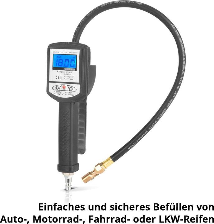 Produktbild Stahlwerk Digitale Druckluft-Reifenfüllpistole DRP-18 ST Messbereich 0-18 Bar