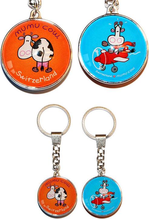 Mumu Cow Porte-clés bicolore rond - orange et bleu