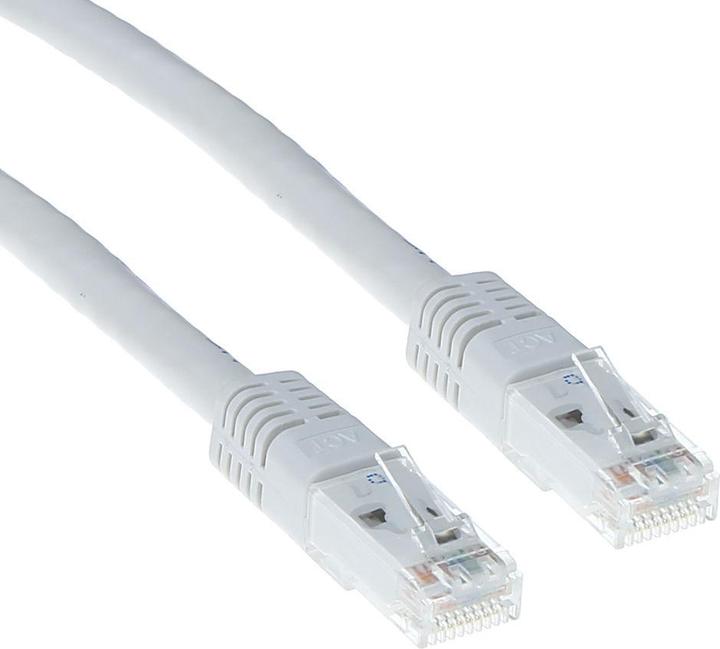Produktbild White 1 meter U/UTP CAT5E patch cable with RJ45 connectors. Cat5e u/utp white 1.00m (U/UTP, CAT5e, 1 m)