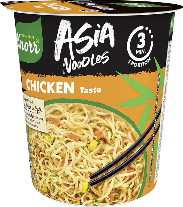 Knorr Asia Noodles Chicken cup, Asian instant noodles snack with chicken, prepared in just 3 minutes (65 g)
