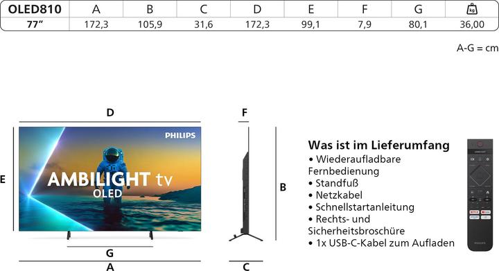 Produktbild Philips 77OLED810/12 (77", OLED810, OLED, 4K, 2025)