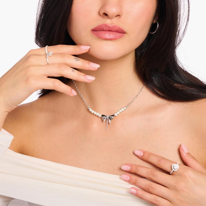 Immagine prodotto Thomas Sabo Collana con fiocco e perle Lovely Romance (Argento 925, Smalto, 40 - 45 cm)