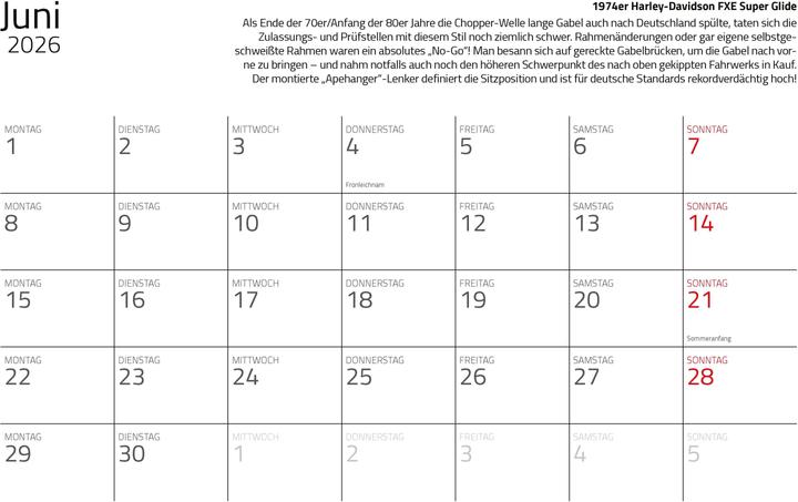Produktbild Kalender Best of Harley Davidson 2026 Eintragkalender (Deutsch)
