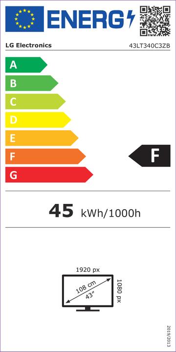 Energy Label LG 43LT340C 43P LED (1920 x 1080 pixels, 43")