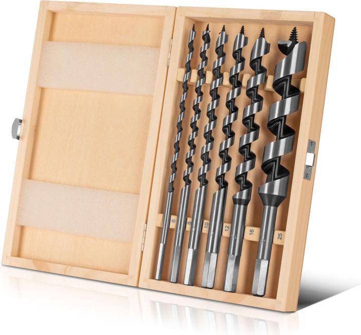 Produktbild Stahlwerk Holz-Schlangenbohrer 6er Set 6 / 8 / 10 / 12 / 16 / 25 mm Spiralbohrer (6 mm, 8 mm, 10 mm, 12 mm, 16 mm, 25 mm)
