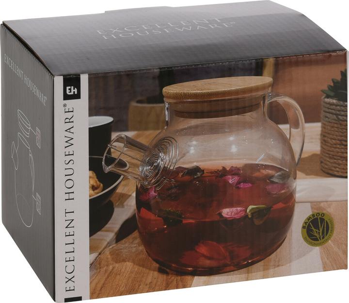 Actual product image Kerbl Glas-Teekanne mit Bambusdeckel (1 l)