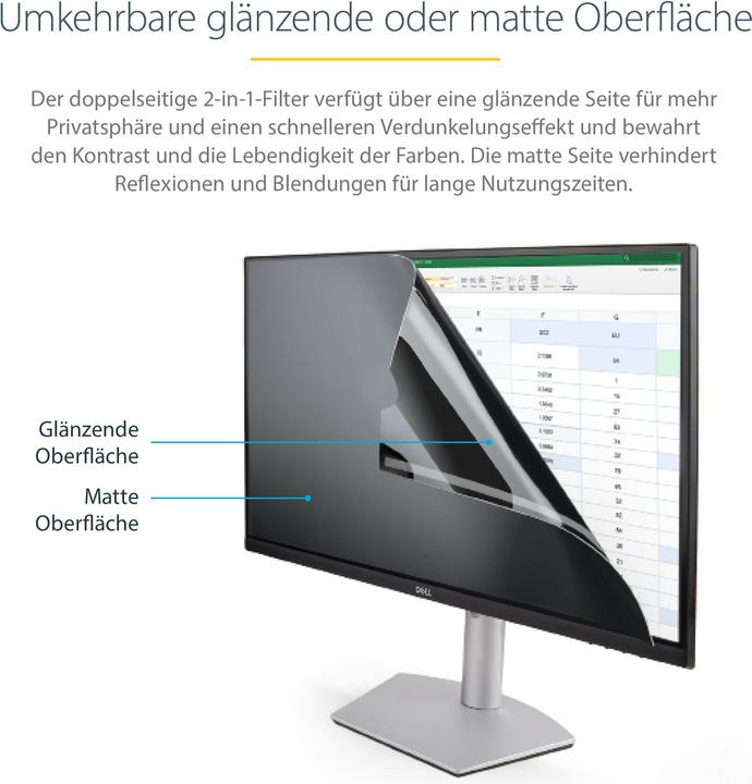 Produktbild StarTech PRIVACY-SCREEN-22MB Blickschutzfilter Rahmenloser -Privatsphärenfilter (22 Zoll) (22", 16 : 10)