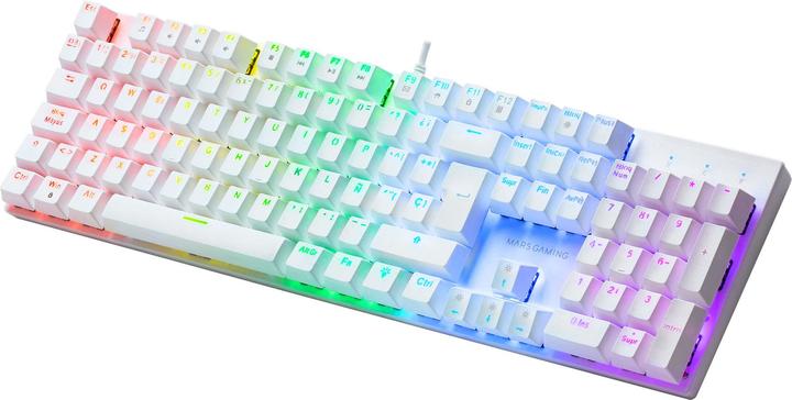 Actual product image Mars Gaming MK422 White RGB Gaming Keyboard Brown Mechanical Switch US Language (US, Cable)