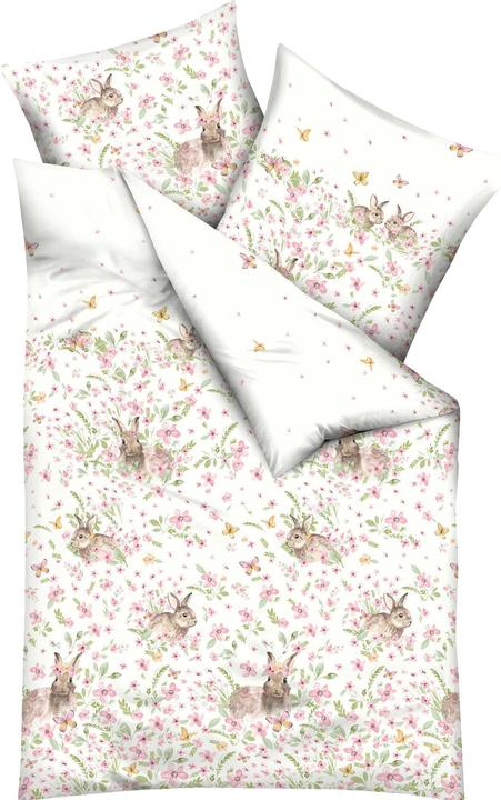 Produktbild Kaeppel Mako-Satin Bettwäsche Häschen rosa (Bettwäsche Set, 155 x 200 cm, 80 x 80 cm)