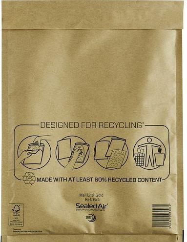 Produktbild Sealed Air Versandtasche Mail Lite G/4 Gold Ohne Fenster 250 mm x 340 mm Abziehstreifen (50 x)