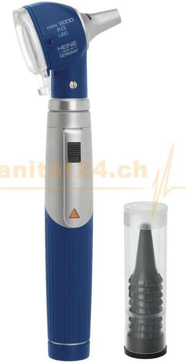 Heine mini 3000© LED F.O. Otoskop Kit 2,5V - Ladegriff + AllSpec Einweg-Tips, Farbe: schwarz