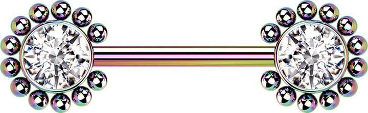 Star Piercing Threadless Barbell farbig Sonne Kugeln mit Kristall silber (ohne Messing, Chirurgenstahl 316L)