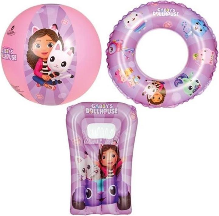 Happy People HAPPYPEOPLE Gabby's Dollhouse Strandset, bestehend aus: Strandball, Schwimmring, Kindermatratze