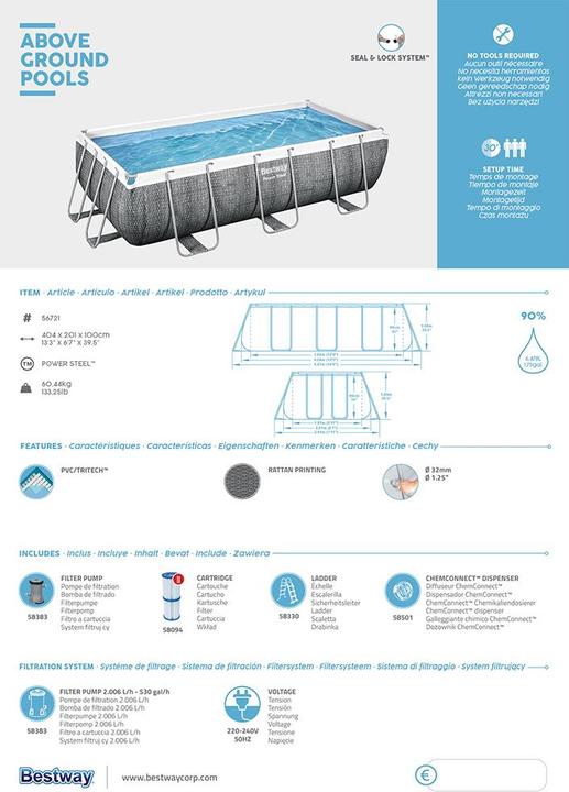 Produktbild Bestway Power Steel Frame Pool-Set (404 x 201 x 100 cm)