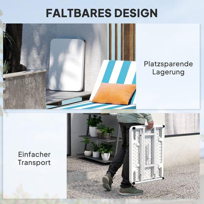 Image du produit Swisshandel24 Beistelltisch Gartentisch höhenverstellbar, Kunststoff, bis 50kg belastbar, 65x45x70H cmWeiss