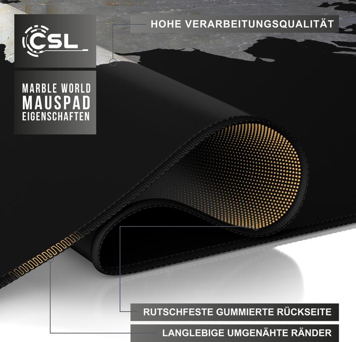 Actual product image CSL Gaming Mouse Pad, XXL Mouse Mat 900 x 400mm, Precision & Speed, Marble Black (XXL)