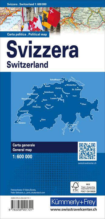 Energie-Label Kmmerly+Frey Schweiz, Karte politisch 1:600.000