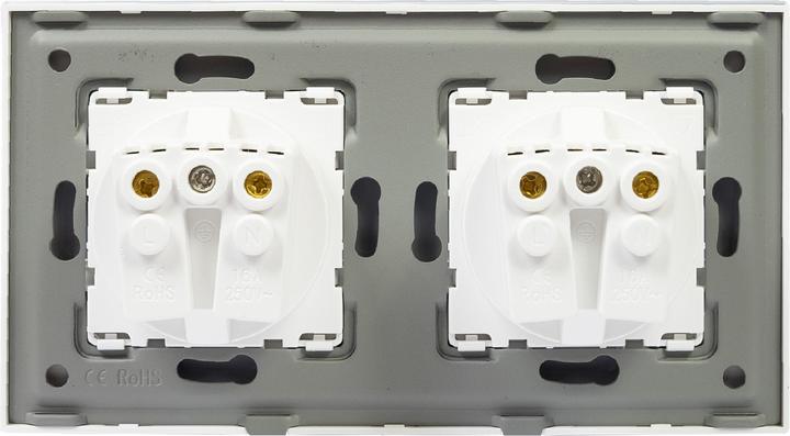 Produktbild PNI WP202W Einbau-Doppelsteckdose, mit Glasrahmen, 16A, 2X3000W, 230V, weiss