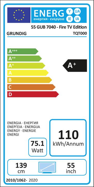 Etichetta energetica Grundig 55 GUB 7040 TV antincendio (55", LCD, 4K)