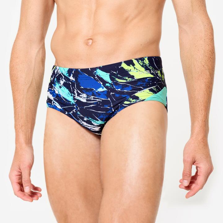 Actual product image Nabaiji Badehose Slip Herren Kastenform - 900 Motu blau/grün (XL)