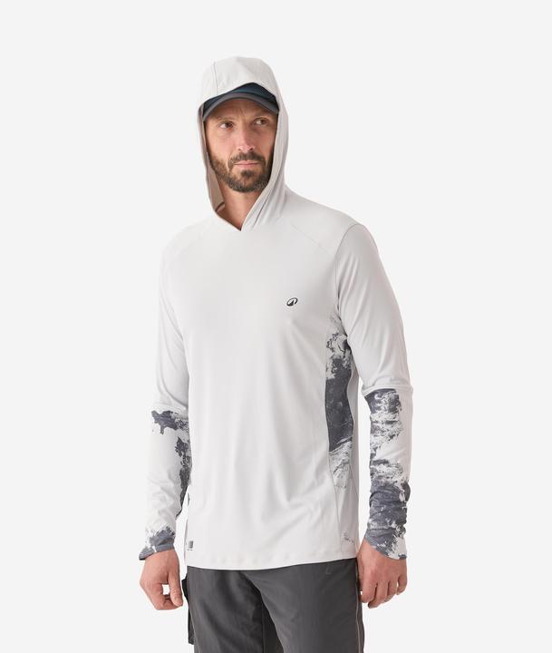 Caperlan Tee-shirt de pêche Anti-UV 500 Capuche UPF 50+ Gris