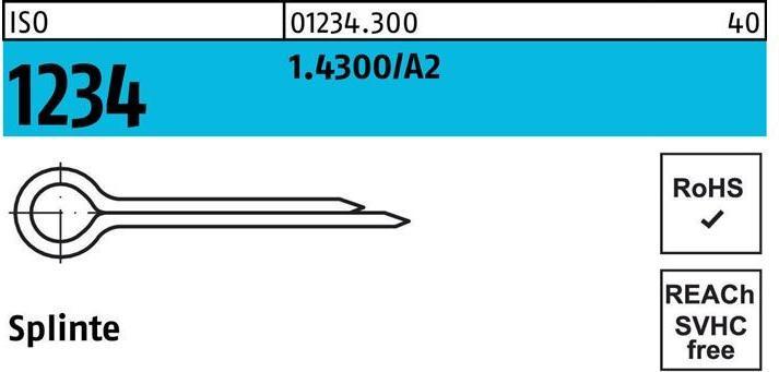 Actual product image Split pins ISO 1234 8 x 45 1.4300/A 2 (45 mm)