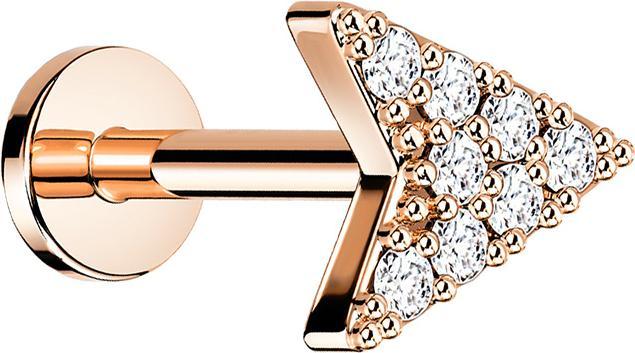 Star Piercing Micro Labret Innengewinde rosegold Pfeil mit Kristall (Chirurgenstahl 316L, Messing)