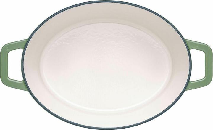 Produktbild Berndes Bräter Cocotte B.IRON Gusseisen oval 31 x 24 cm 6 Liter salbeigrün INDUKTION (394.35 cm, Bräter + Schmortopf, Gusseisen)