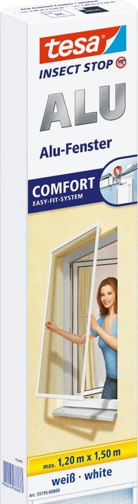 Image du produit tesa Moustiquaire Alu COMFORT pour fenêtres, avec cadre en aluminium, sans perçage (120 x 150 cm)