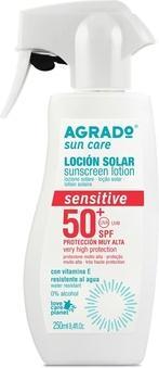 Actual product image Agrado Sensitive Sunscreen SPF 50+ Waterproof 250ml (Sun lotion, SPF 50, 250 ml, 3840 g)
