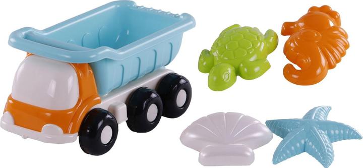 Polesie Cavallino beach tipper with 4 sand moulds, blue