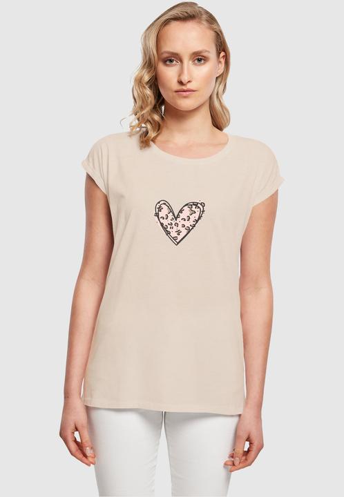 Produktbild Merchcode Ladies Valentines Day - Leopard Heart Extended Shoulder Tee - 117969 (S)