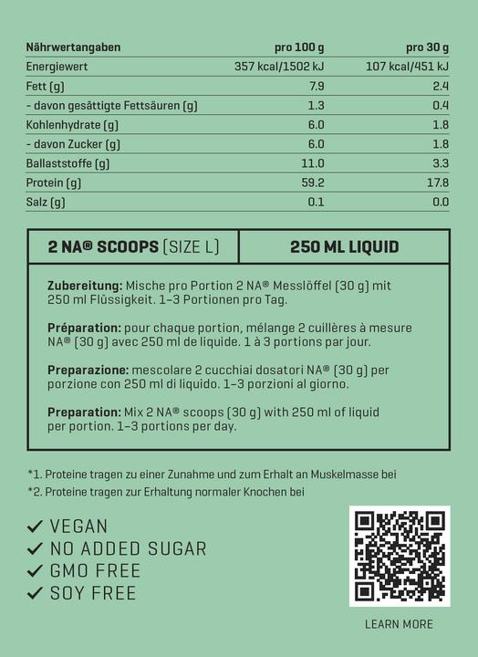 Nährwerte und Zutaten Nutriathletic Vegan Protein + Eaa (Pistachio, 1 Stk., 800 g)