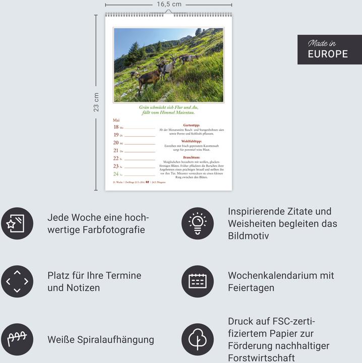 Produktbild Harenberg Bauernweisheiten Wochenkalender 2026 - Bauernregeln, Brauchtum, Gartentipps, Haushalt (A5, Harter Einband, Deutsch)