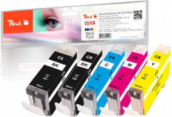Actual product image Peach Ink Canon GI-5 / CLI-8 1x BK, 1x PBK, 1x C, 1x M, 1x Y (M, C, Y, PBK, FC)