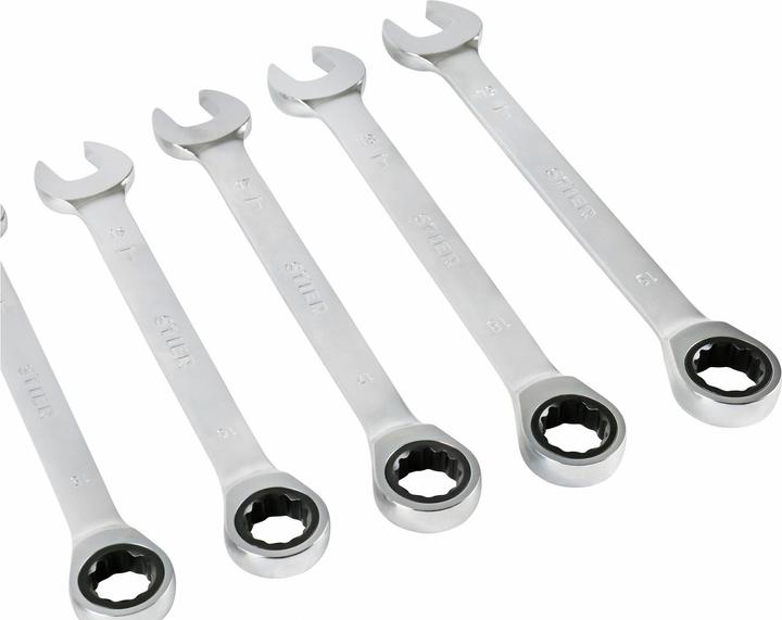 Produktbild Stier Maul-Ringratschenschlüssel-Satz, SW 8 - 19 mm, 12-teilig (19 mm, 18 mm, 16 mm, 15 mm, 8 mm, 14 mm, 12 mm, 13 mm, 17 mm, 9 mm, 10  mm, 11 mm)
