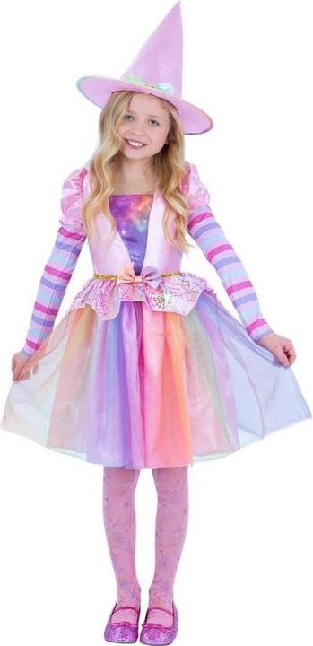 Actual product image Smiffys Girls Pastel Rainbow Halloween Witch Costume (128, 134)