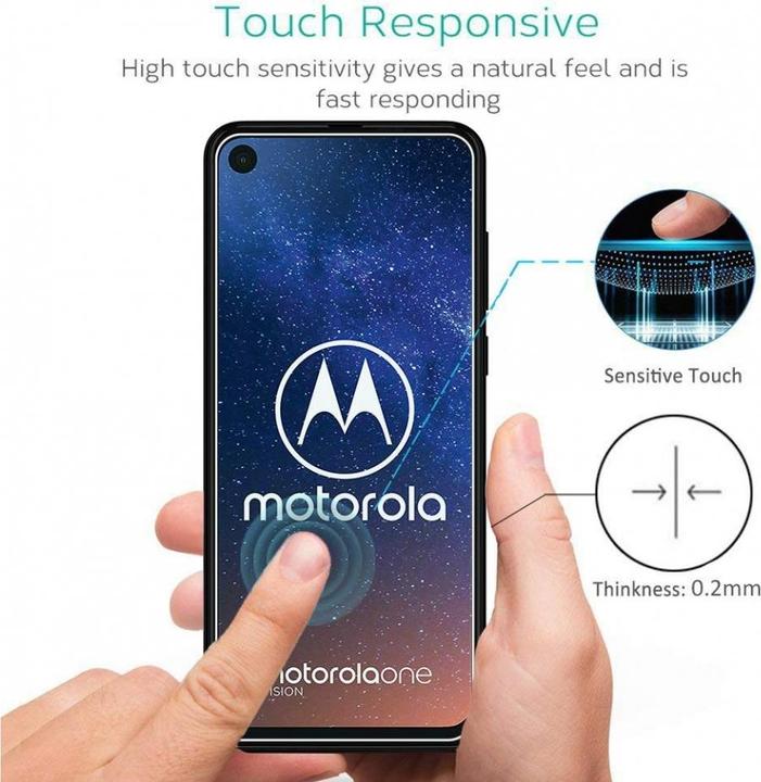 Actual product image Screenguard Motorola One Vision Protective Glass Film Case Friendly Design (1 Piece, Motorola One Vision)