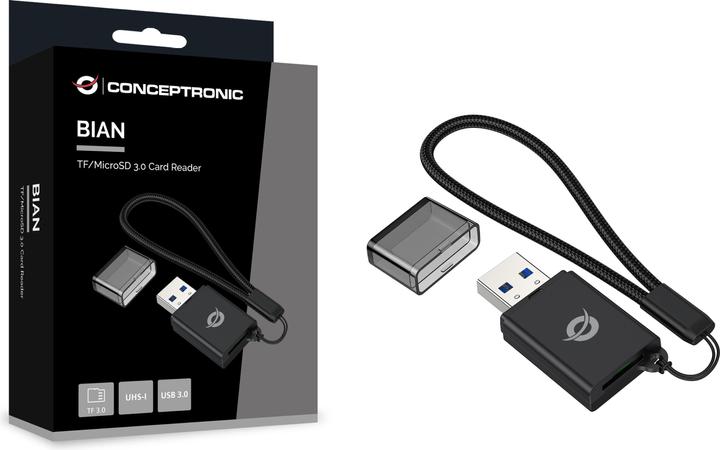 Produktbild Conceptronic Card Reader USB-A -> Micro SD/TF 3.0 schwarz (USB-C 3.2 Gen 1)