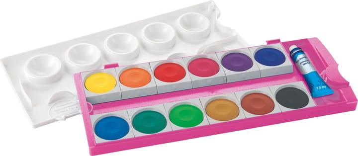 Produktbild Pelikan Deckfarbe, -farbkasten Farbkasten K12® Pink/Glitzer inkl. Deckweiss, 12 Farben (Mehrfarbig)
