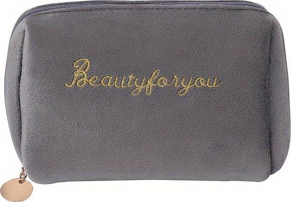 Only-Bags.Store Weicher Buchstabe Stickerei Mini-Kosmetiktasche, Reissverschluss solide Farbe niedlich Make-up-Münze