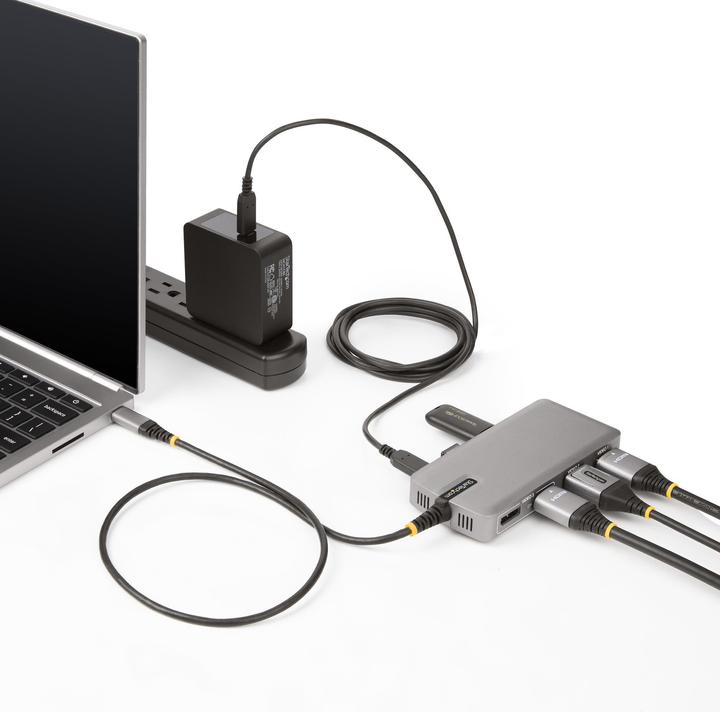 Produktbild StarTech COM USB-C Triple-Monitor Multiport Adapter HDMI/DisplayPort USB Hub 3-Port 10Gbps USB Hub P (USB-C, 3 Ports)