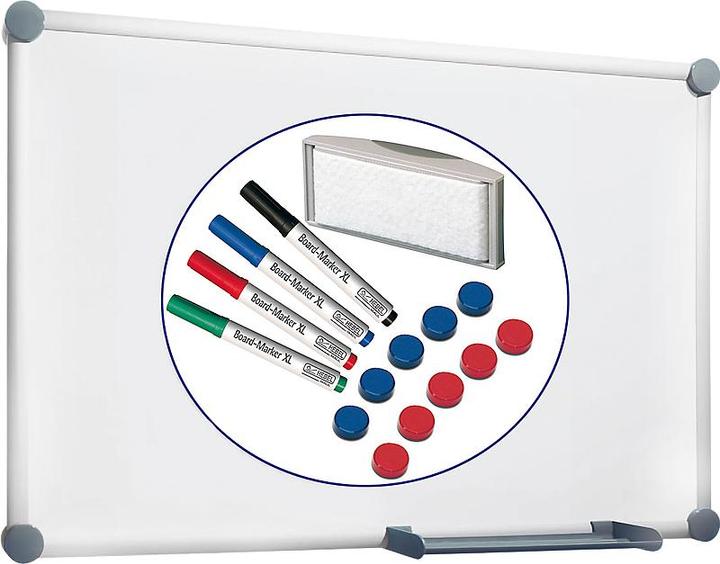 Produktbild Maul Whiteboard MAULpro 2000, beschichtet, magnetisch, emailliert, versch. Größen + 15-teiliges Zubehör.. (900 x 600 mm)