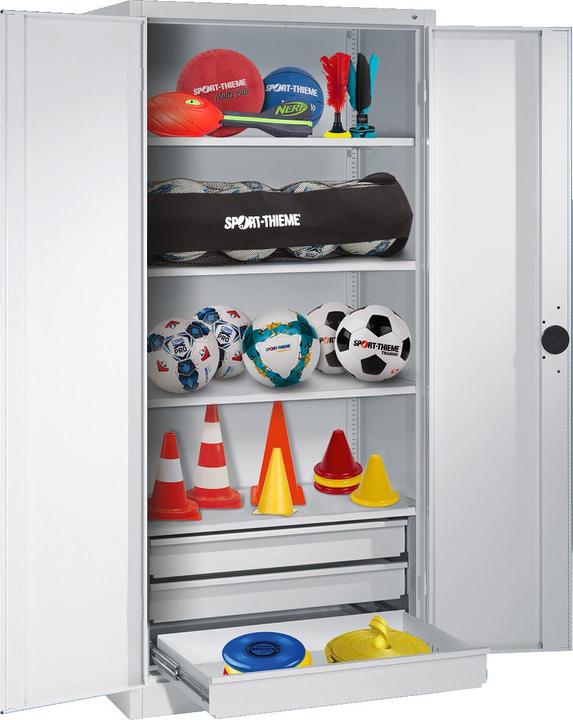 Immagine prodotto C+P Armadietto per attrezzature sportive con cassetti (HxLxP: 195x120x50 cm, con ante a battente in
