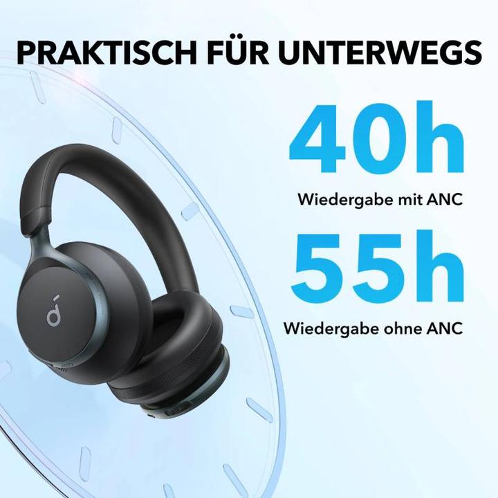 Actual product image Anker Soundcore Space One - NoiseCancelling Kopfhörer - USB-C - 40H Playtime - Schwarz (ANC, 40 h, Cable)