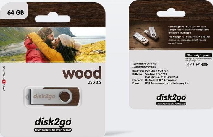 Produktbild Disk2go Wood (64 GB, USB-A)