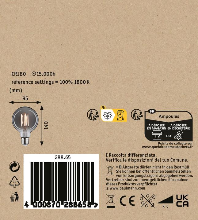 Image du produit Paulmann 1879 Globe de filaments (E27, 8 W, 360 lm, 1 x)